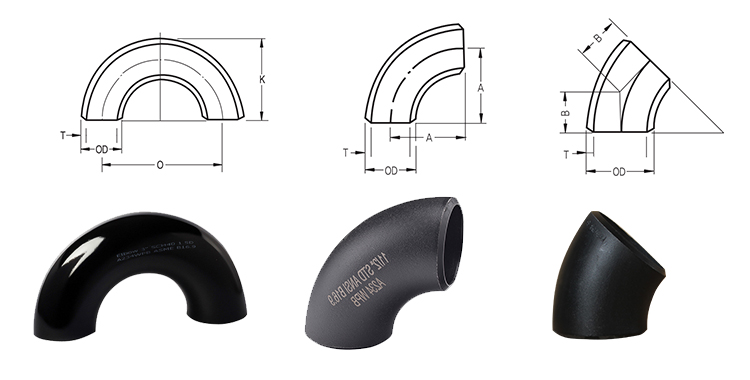 different degree carbon steel pipe elbow